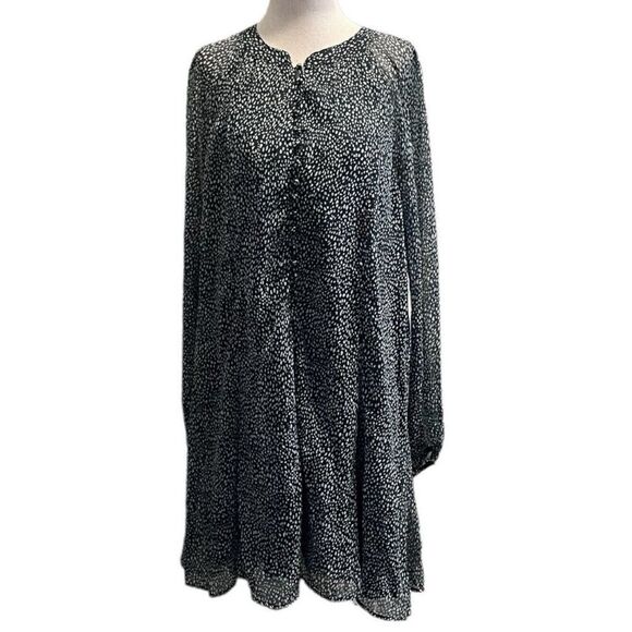 Joie Limited Edition Green Arctic Animal Spot Balloon Sleeve Dress LARGE NEW - Picture 1 of 11